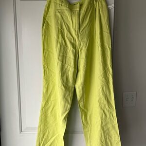 NWT! Chartreuse linen pant